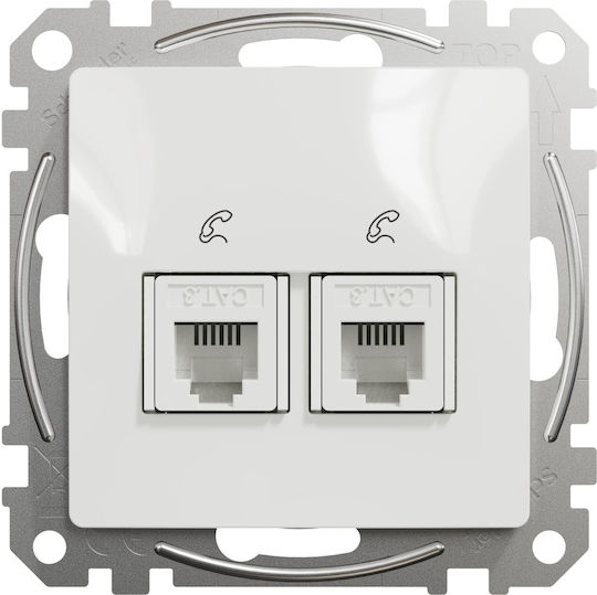 Schneider Electric Sedna Design Телефонна Контакт Без Рамка Двойна в Бял Цвят SDD111492