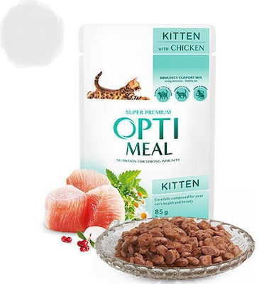 OptiMeal Kitten Wet Food for Kittens In Pouch with Chicken 1pc 85gr