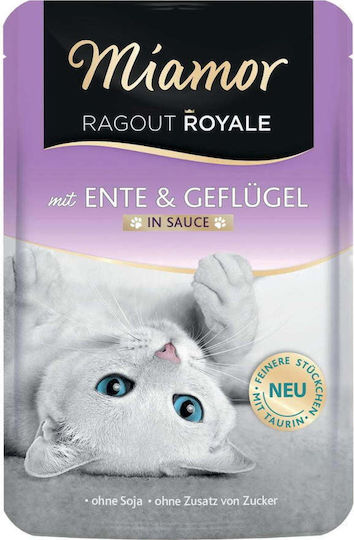 Miamor Ragout Royale Nassfutter für Erwachsene Katzen in Beutel mit Ente und Geflügel 100gr