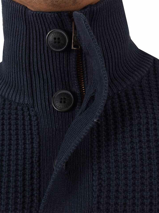 Petrol Industries Men's Long Sleeve Sweater with Buttons Navy Blue