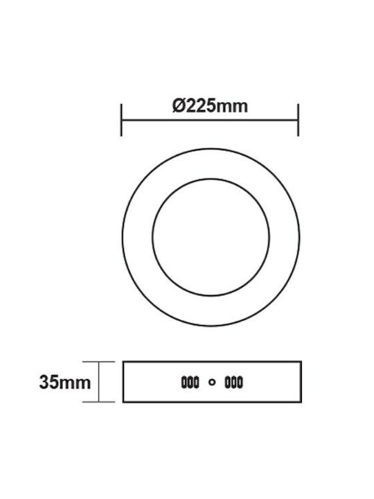 Emos Panel Кръгла На открито LED Панел 18W с Топло бяло Светлина 3000К