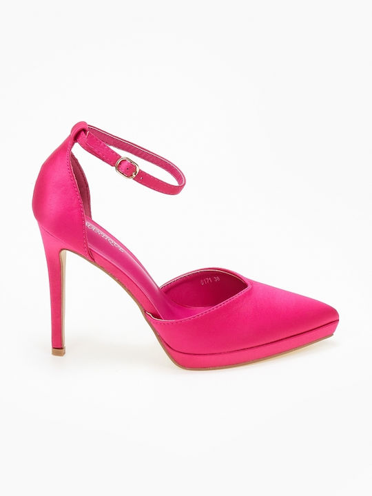 Issue Fashion Pantofi cu toc cu Curea Fuchsia