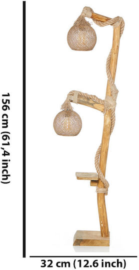 Megapap Wilfred Vintage Floor Lamp H140xW40cm. with Socket for Bulb E27 Beige