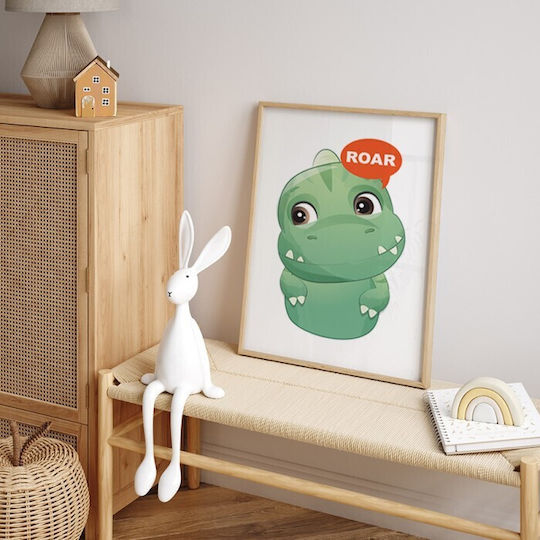 Walls Kids Wall Art Framed Green Dinosaur