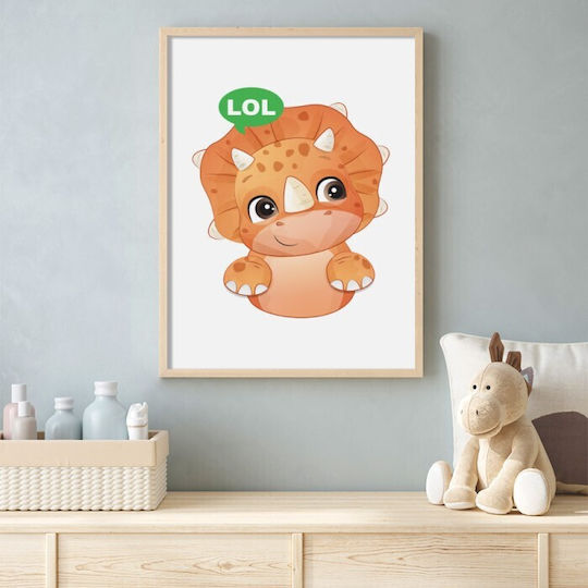 Walls Kids Wall Art Framed Orange Dinosaur
