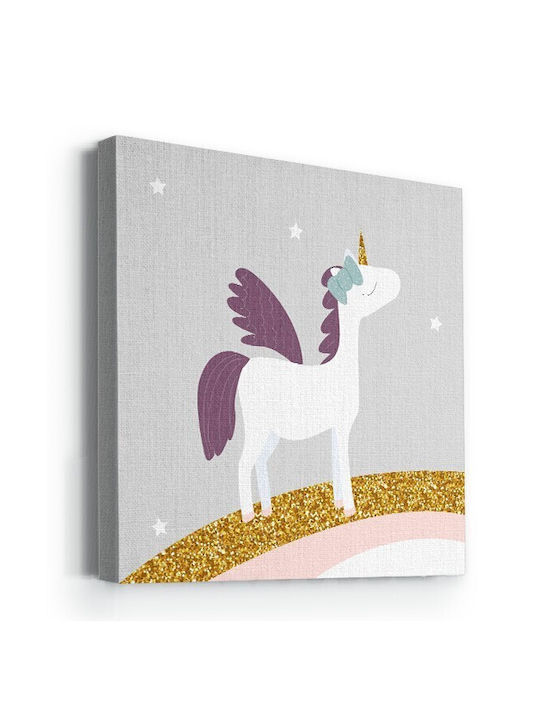 Walls Kids Wall Art Framed Little Pegasus with Black Frame on Canvas 50x50cm