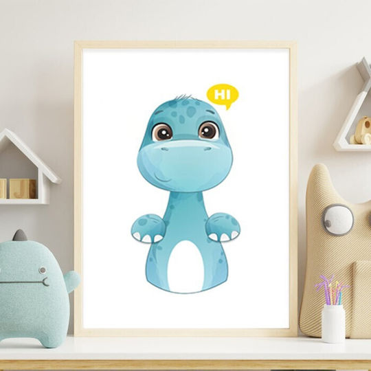 Walls Kids Wall Art Blue Dinosaur Framed