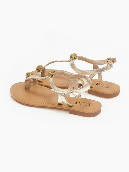 Issue Fashion Women's Flat Sandals in Gold Color