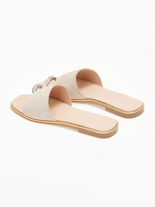 Issue Fashion Women's Flat Sandals in Beige Color