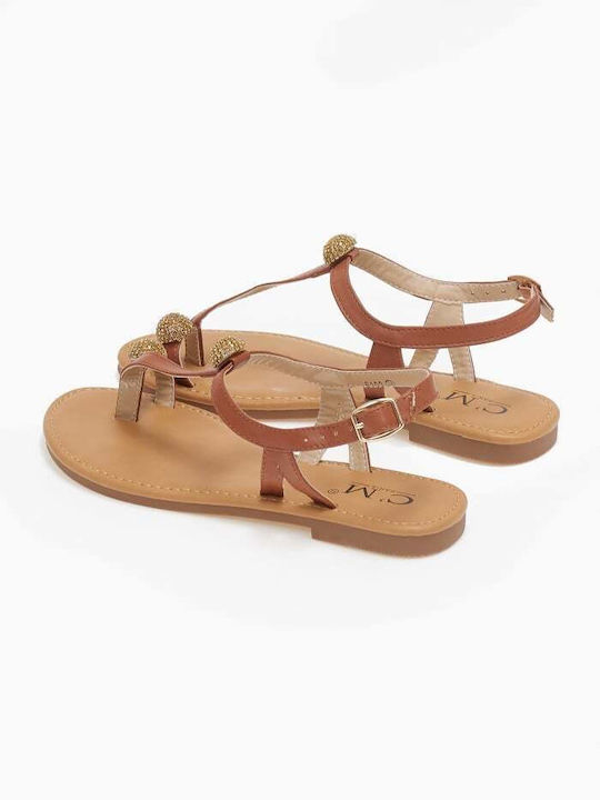 Issue Fashion Women's Flat Sandals in Tabac Brown Color