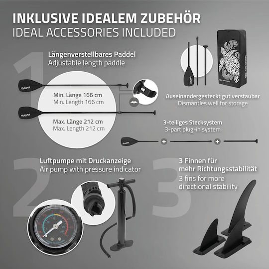 ECD Germany Maona Inflatable SUP Board with Length 3.08m Gray