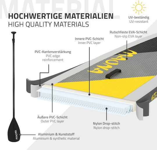 ECD Germany Maona Inflatable SUP Board with Length 3.08m Gray