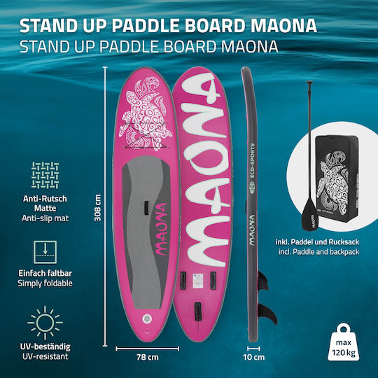 EDC Maona Φουσκωτή Σανίδα SUP με Μήκος 3.08m Ροζ
