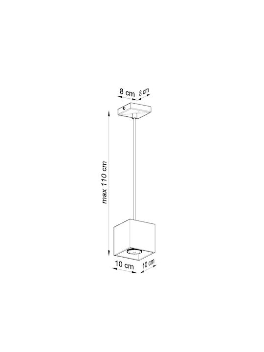 Sollux Quad 1 Hängelampe Einfaches Licht für Fassung GU10 Gray