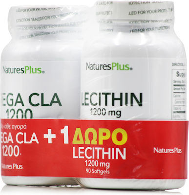 Nature's Plus with CLA Mega CLA 1200mg 60 soft capsules & Lecithin 1200mg 90 soft capsules