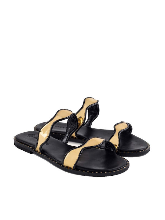 Makis Kotris Damen Flache Sandalen in Gold Farbe