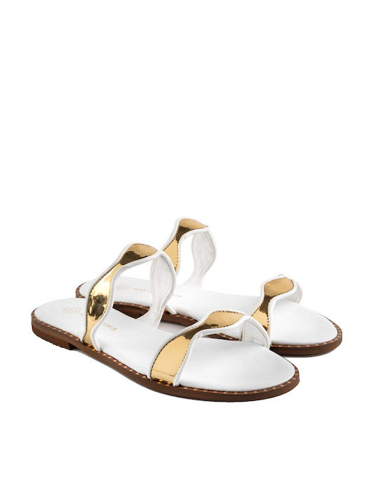 Makis Kotris Damen Flache Sandalen White / Gold