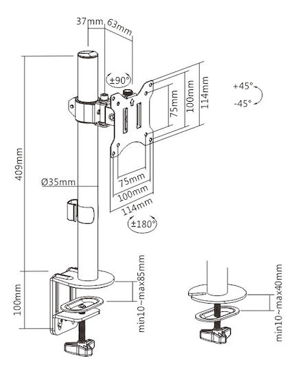 Brateck Βάση Γραφείου Οθόνης έως 32" (LDT57-C01)