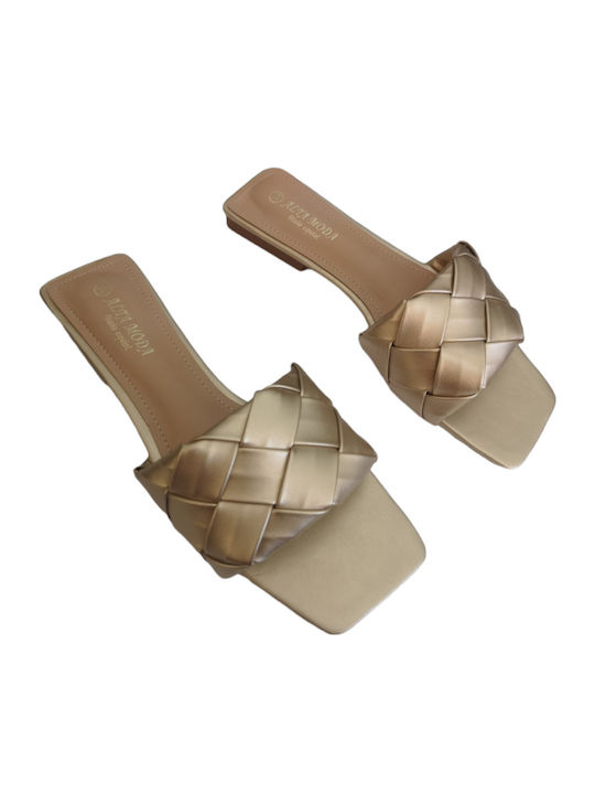 Women's Flat Sandals in Gold Color