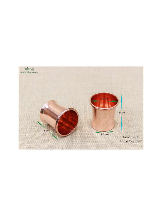 Glas Wasser aus Kupfer in Rose Gold Farbe 85ml