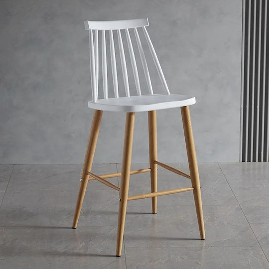 Hocker Bar mit Rückenlehne aus Polypropylen Nolan Weiß 4Stück 43x49x107cm