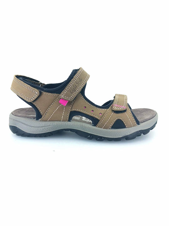 Imac Leather Women's Flat Sandals Anatomic in Beige Color