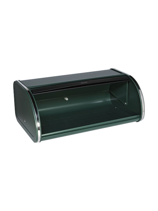 Brabantia Roll Top Bread Bin Bread Box with Lid Metallic In Green Colour 44.5x26.2x17.3cm 304767