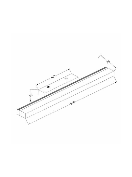 Vivalux Dafne Modern Lamp Wall with Integrated LED and Natural White Light Silver 50x7.5x5cm