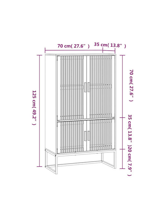 Βιβλιοθήκη Μαύρη 70x35x125εκ.