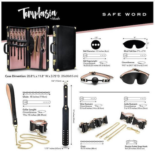 Temptasia Safe Word - Bondage Kit with Suitcase BDSM Kit in Rosa Farbe 13Stück