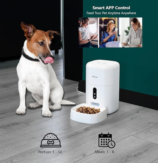 Tellur Automatisch Schalen Futter & Wasser Langsame Fütterung für Hund & Katze 2x 4lt 28.9cm in Weiß Farbe