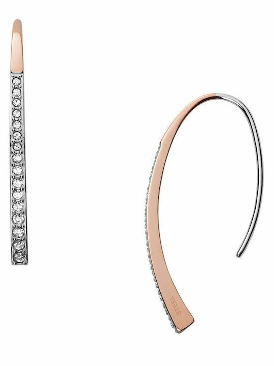 Skagen Обици Висящи от Стомана Позлатени с Камъни
