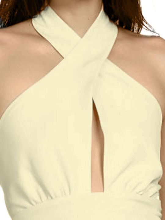 Sommer Midi Abendkleid Beige