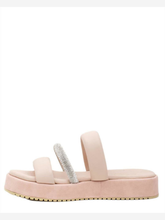 Zakro Collection Leather Women's Flat Sandals in Pink Color