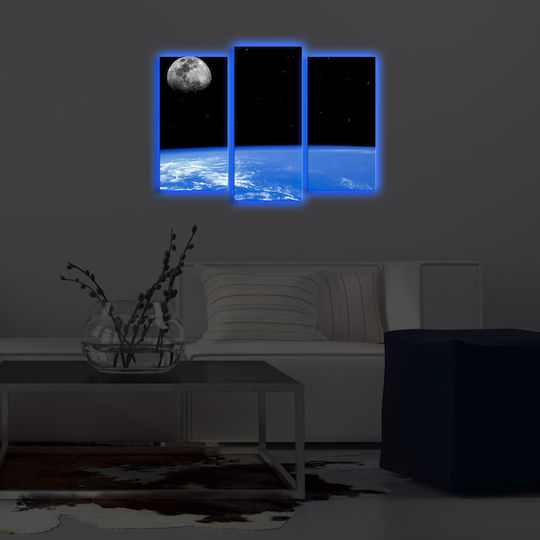 Threefold Painting on Canvas with LED Lighting 45x45cm