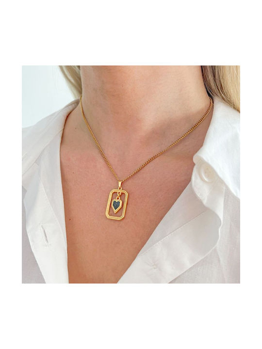 Amor Amor Necklace with design Heart from Gold Plated Steel