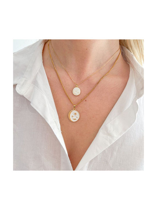 Amor Amor Halskette mit Design Stern aus Vergoldet Stahl