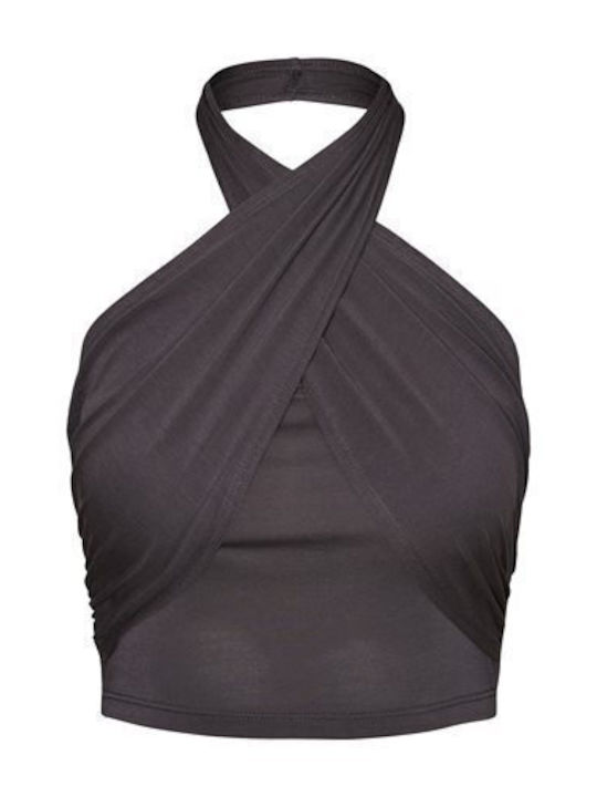 Bluze Damă De Vara Crop Top Fără Mânecă Gri