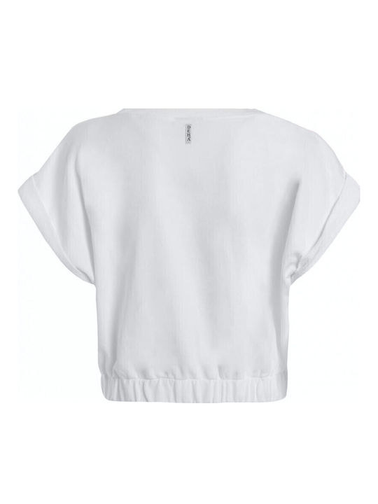 Γυναικείο Crop Top Κοντομάνικο Καλοκαιρινό Λευκό