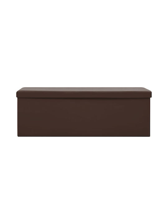 Collapsible Bench Stool With Storage Space Upholstered With Brown Fabric 110x38x38cm