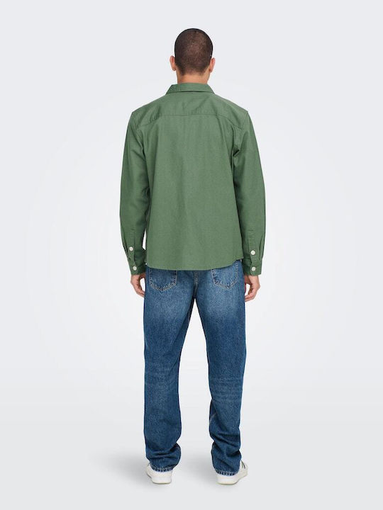 Only & Sons Men's Shirt Overshirt Long Sleeve Green