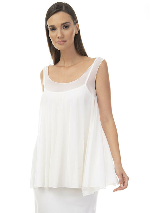 Raffaella Collection Αμάνικη Γυναικεία Μπλούζα Καλοκαιρινή Λευκή
