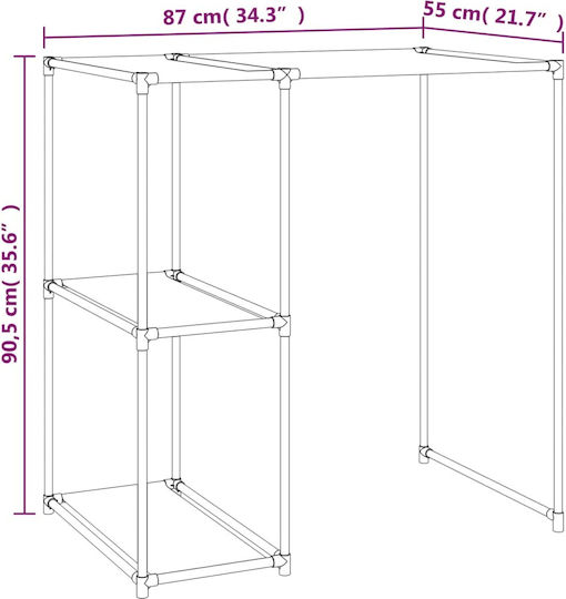 vidaXL An der Wand montiert Badezimmerregal Metallisch mit 2 Regalböden 87x55x90.5cm Schwarz