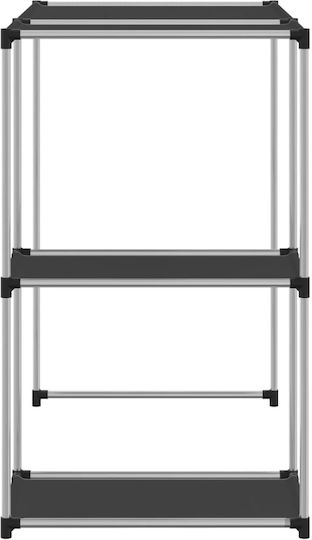 vidaXL An der Wand montiert Badezimmerregal Metallisch mit 2 Regalböden 87x55x90.5cm Schwarz
