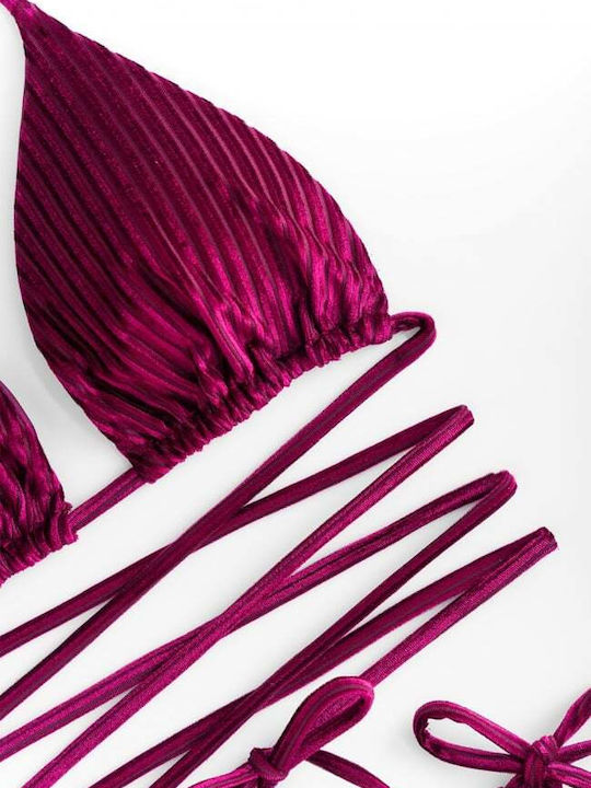 Bikini-Set Dreieck mit Abnehmbarer Verstärkung Burgundisch