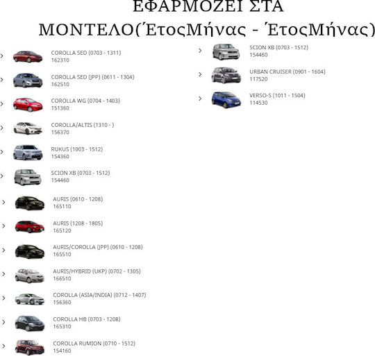 Toyota Σετ Τακάκια για Toyota Auris / Corolla