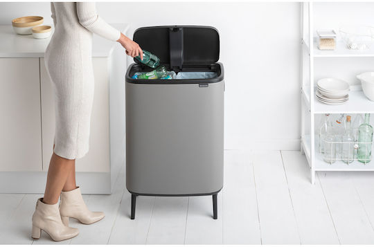 Brabantia Кошче Bo Touch Hi За Рециклиране От Неръждаема Стомана Тласък Сиво 30лт