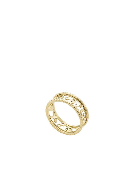 Fossil Women's Gold Plated Steel Ring with Zircon