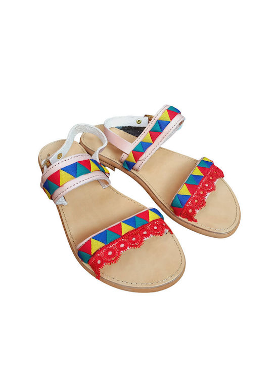 Fashion Beads Handmade Leather Women's Sandals Multicolour