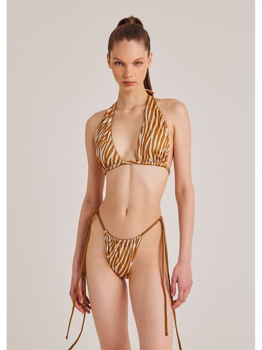 Baya Triangle Bikini Top Brown Animal Print